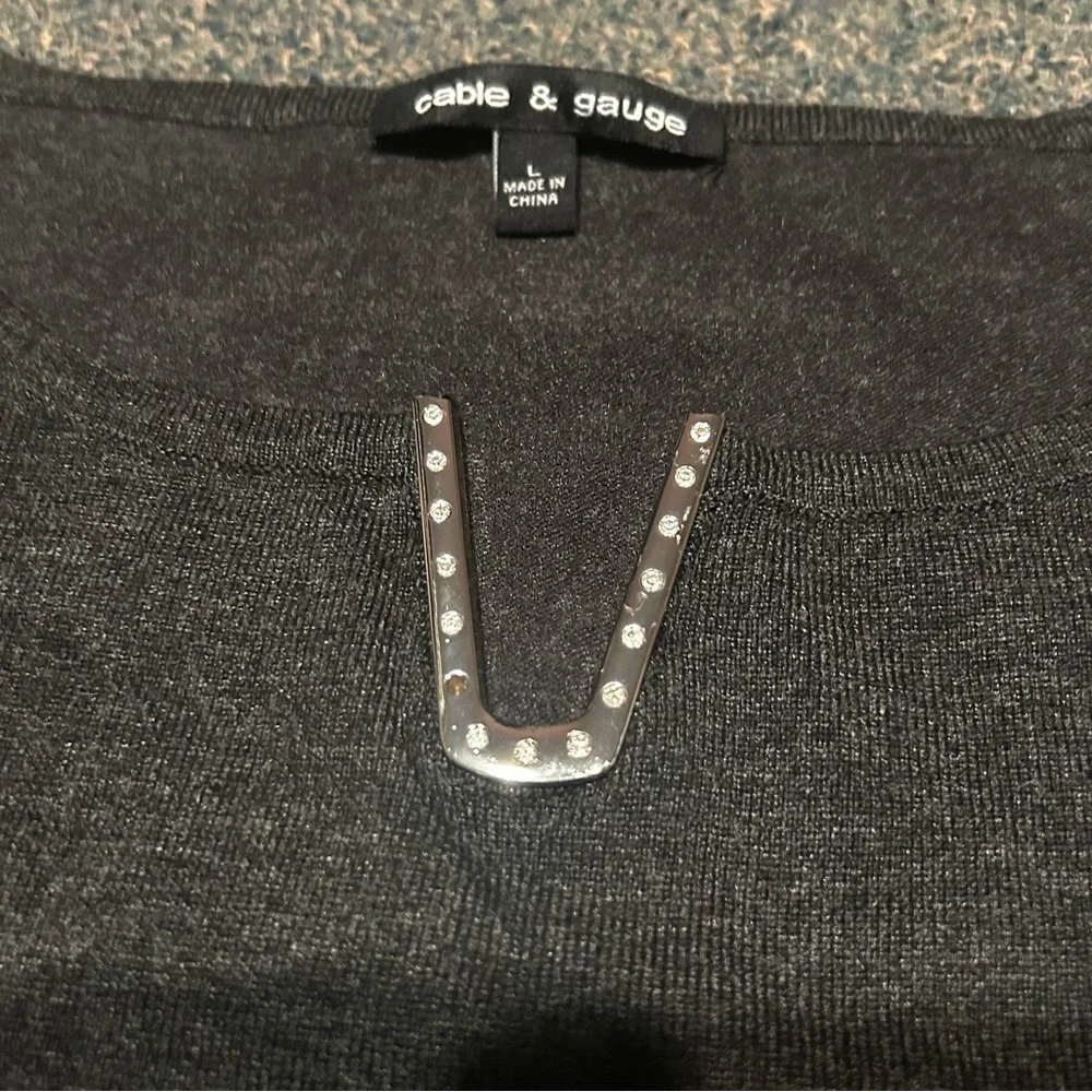 Cable & Gauge Charcoal Embellished Top - Picture 2 of 6